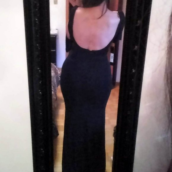 🌟Host Pick🌟 SEXIEST DRESS EVER! Badgley Mischka Collection, Black w/Sequins 4 - Picture 3 of 16